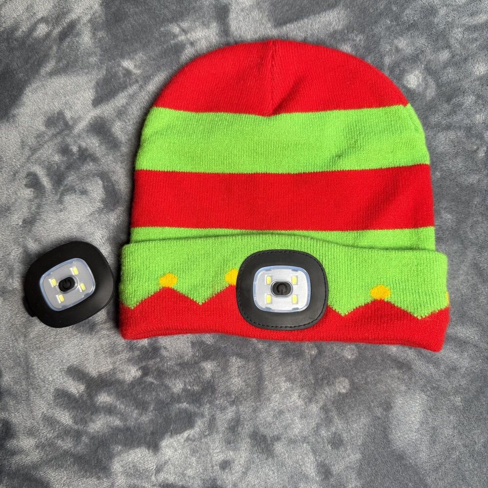Night Scope Brightside LED Beanie Rechargeable, Holiday Elf, EXTRA LED